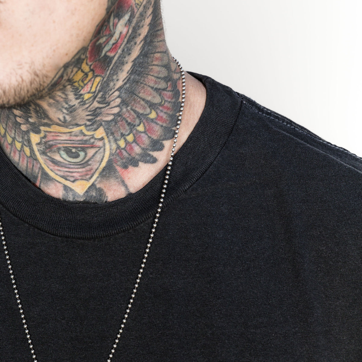 White male model with edgy style wearing a heavyweight cotton Classic Fit Crew Neck T-shirt