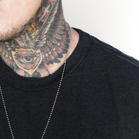White male model with edgy style wearing a heavyweight cotton Classic Fit Crew Neck T-shirt