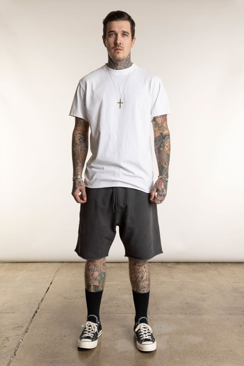 raw edge shorts 100% cotton